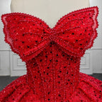 Quinceanera Ball Gown Red Sleeveless Sequined Dress - Curvevia