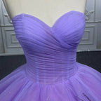 A Line Purple Lace Sweetheart With Corset Back Quinceanera Dresses - Curvevia