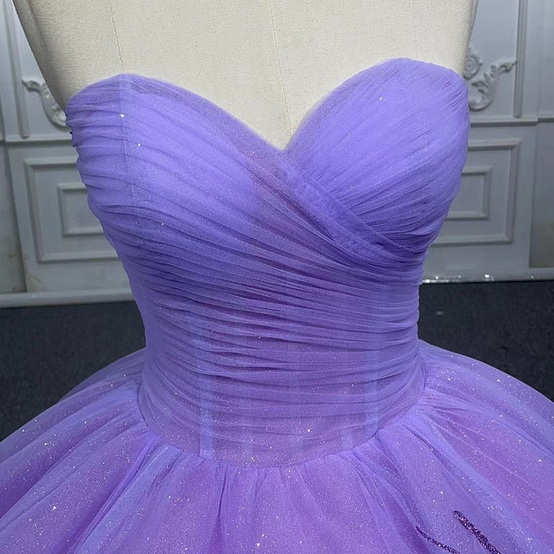 A Line Purple Lace Sweetheart With Corset Back Quinceanera Dresses - Curvevia