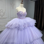 Quinceanera Dress  Strapless Ball Gown Crystal  Lavender - Curvevia