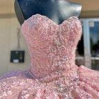 Sweetheart Pink Ball Gown Birthday Quinceanera Dresses - Curvevia