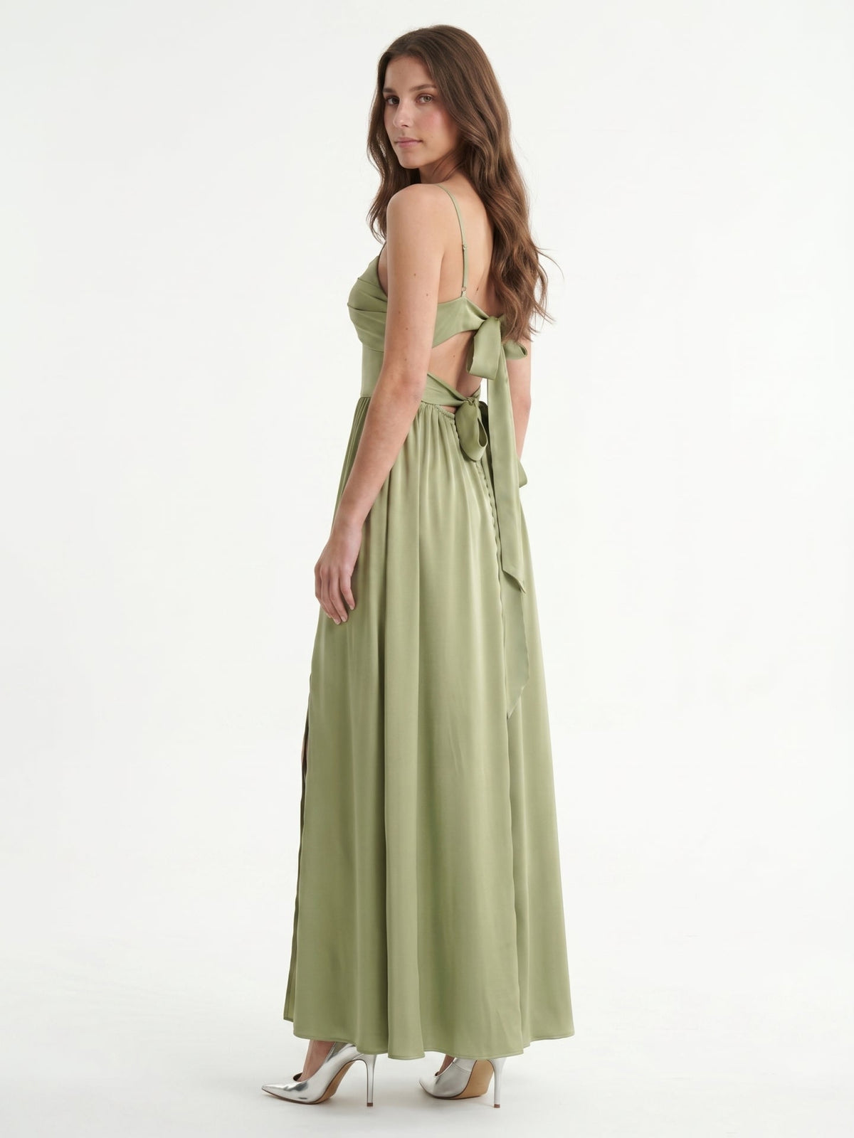 Sexy Sage Green Satin A-Line Sweetheart Neck Lace-up Ankle-Length Bridesmaid Dress - Curvevia