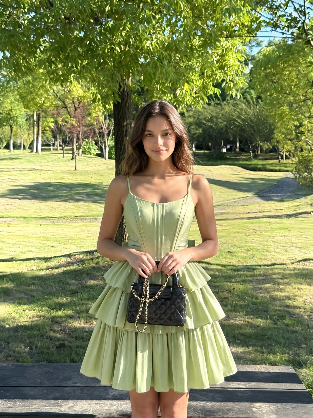 Sage Green Satin A-Line Scoop Neck Backless Short Homecoming Dress with Bow - Curvevia