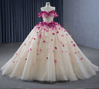 Romantic Heart  Off-the-Shoulder Tulle Quinceañera Dress - Curvevia