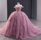 Floral Lace Sweetheart Corset Ball Gown Quinceañera Dress - Curvevia