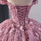 Floral Lace Sweetheart Corset Ball Gown Quinceañera Dress - Curvevia
