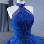 Royal Blue Ball Gown Halter Sleeveless Quinceanera Dress - Curvevia