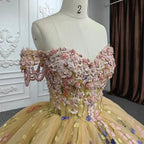 Quinceanera Flower  Off-the-Shoulder Ball Gown Dress - Curvevia
