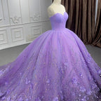 A Line Purple Lace Sweetheart With Corset Back Quinceanera Dresses - Curvevia