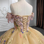 Quinceanera Flower  Off-the-Shoulder Ball Gown Dress - Curvevia