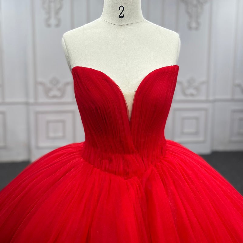 Quinceanera Dress Red Sweetheart Ruched  Prom Dresses Ball Gown - Curvevia