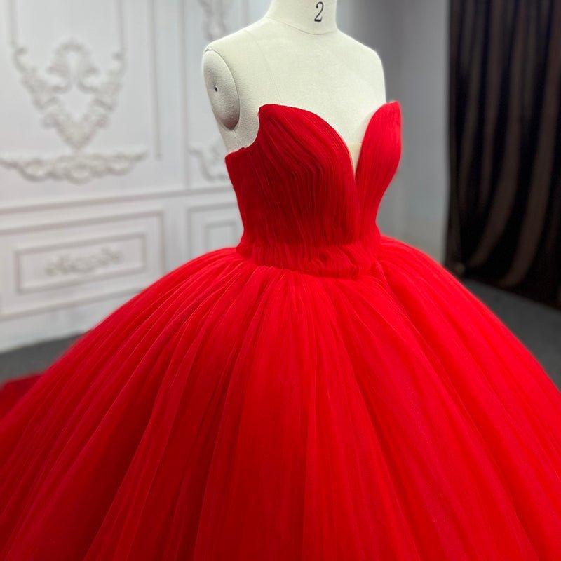 Quinceanera Dress Red Sweetheart Ruched  Prom Dresses Ball Gown - Curvevia