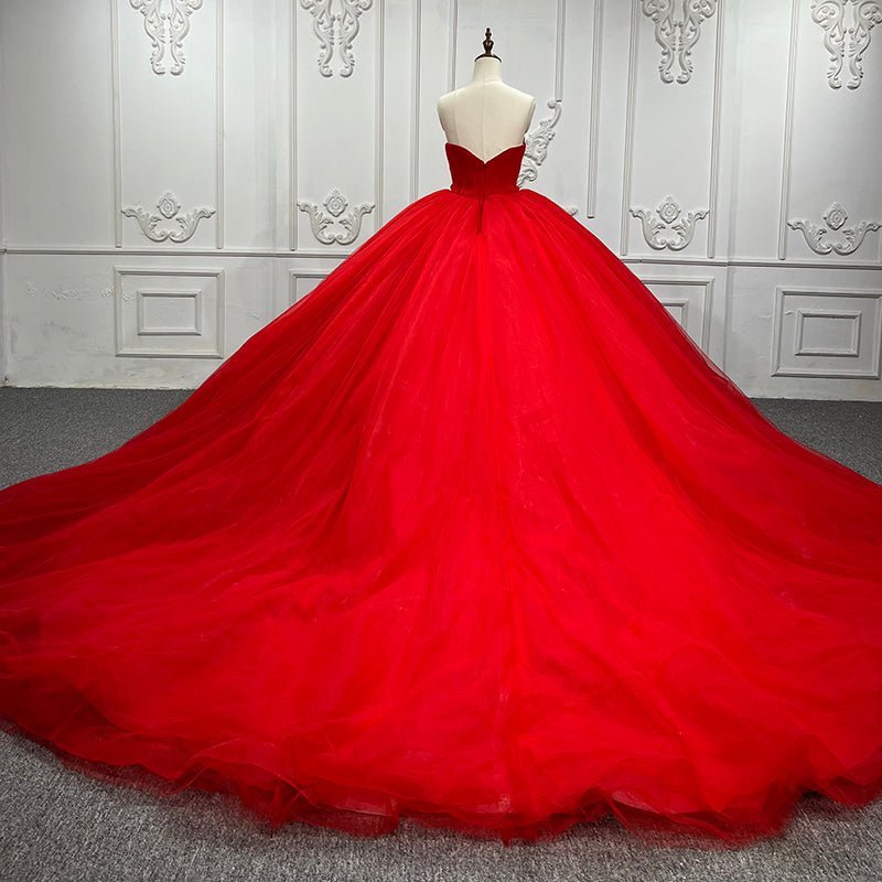 Quinceanera Dress Red Sweetheart Ruched  Prom Dresses Ball Gown - Curvevia