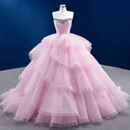Quinceanera Dress Tiered Ball Gown Long Evening Dresses with Diamonds - Curvevia