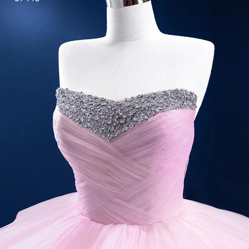 Quinceanera Dress Tiered Ball Gown Long Evening Dresses with Diamonds - Curvevia