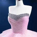 Quinceanera Dress Tiered Ball Gown Long Evening Dresses with Diamonds - Curvevia
