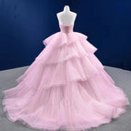 Quinceanera Dress Tiered Ball Gown Long Evening Dresses with Diamonds - Curvevia