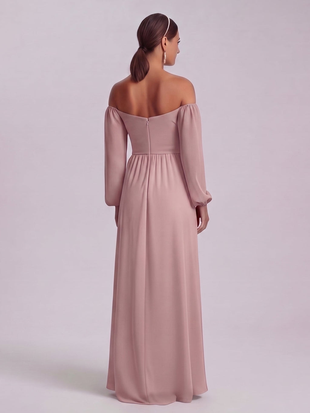 Simple Dusty Rose Chiffon A-Line Straight Neck Back Zip Ankle-Length Bridesmaid Dress - Curvevia