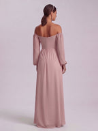Simple Dusty Rose Chiffon A-Line Straight Neck Back Zip Ankle-Length Bridesmaid Dress - Curvevia