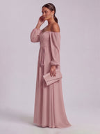 Simple Dusty Rose Chiffon A-Line Straight Neck Back Zip Ankle-Length Bridesmaid Dress - Curvevia