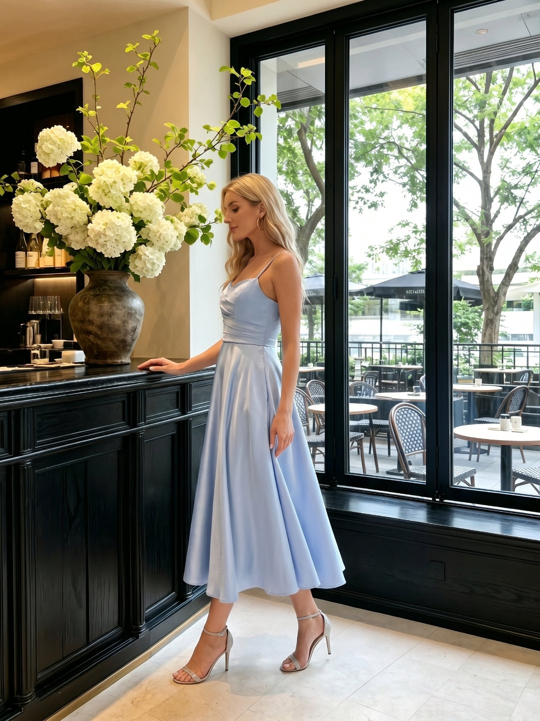 Simple Mist Satin A-Line Straight Neck Back Zip with nan Knee-Length Bridesmaid Dress - Curvevia