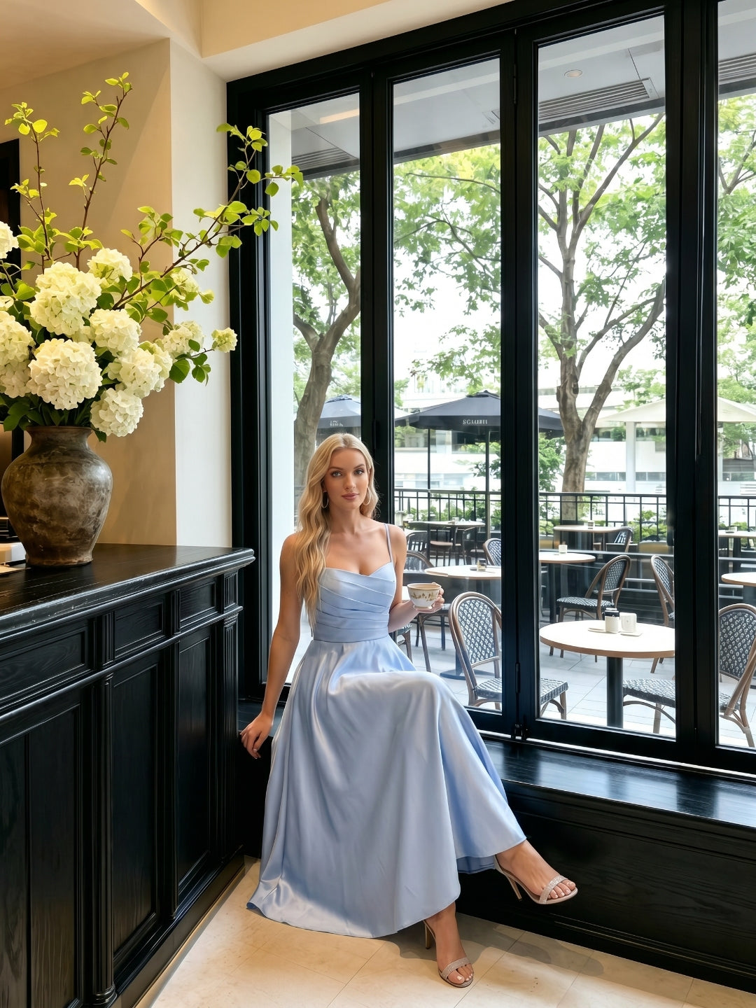 Simple Mist Satin A-Line Straight Neck Back Zip with nan Knee-Length Bridesmaid Dress - Curvevia