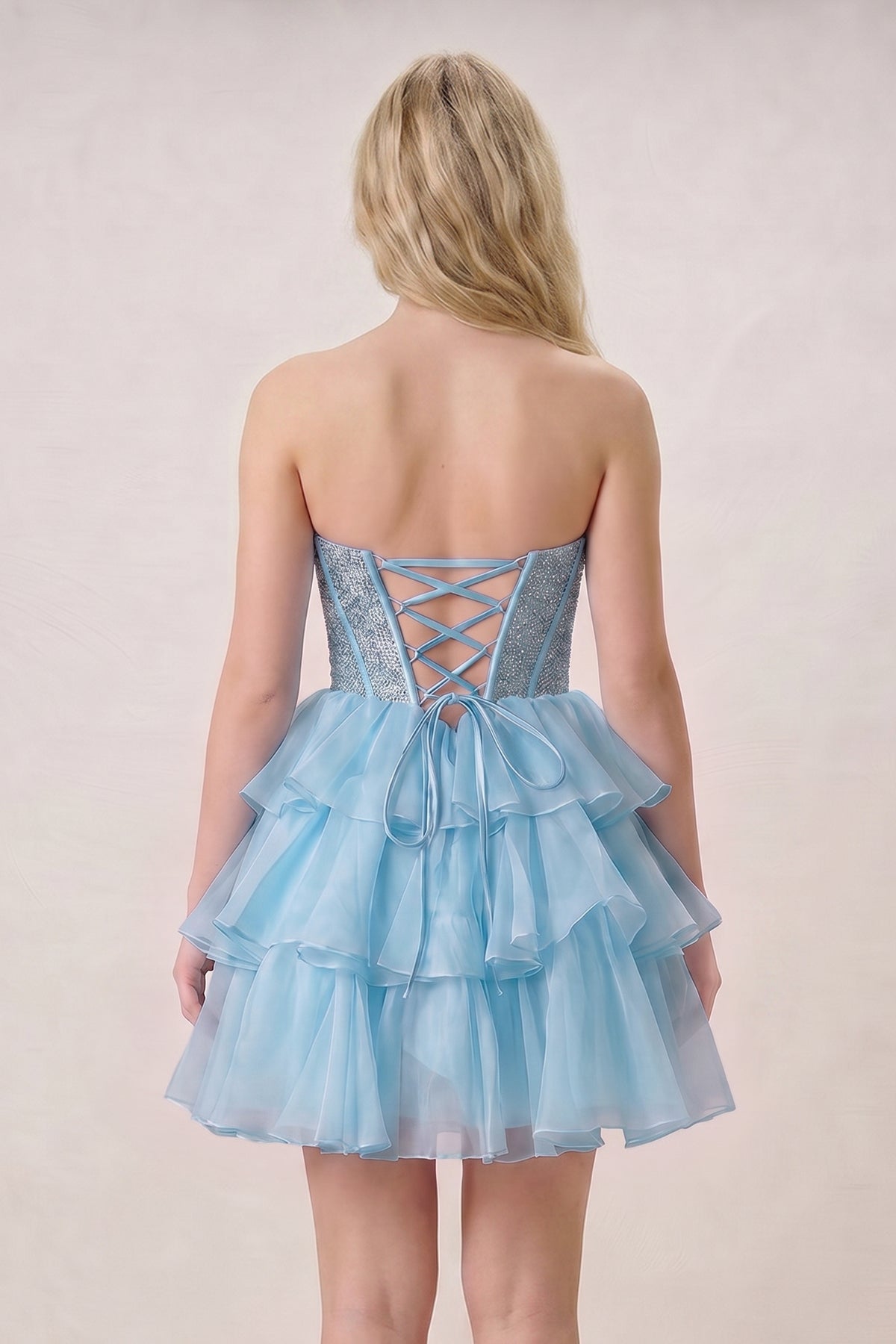 Black Strapless A Line Chiffon Beaded Mini Wedding Guest Dress With Ruffles - Curvevia