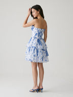 Blue Chiffon A-Line Sweetheart Criss-Cross Straps Short Homecoming Dress with Ruffles - Curvevia