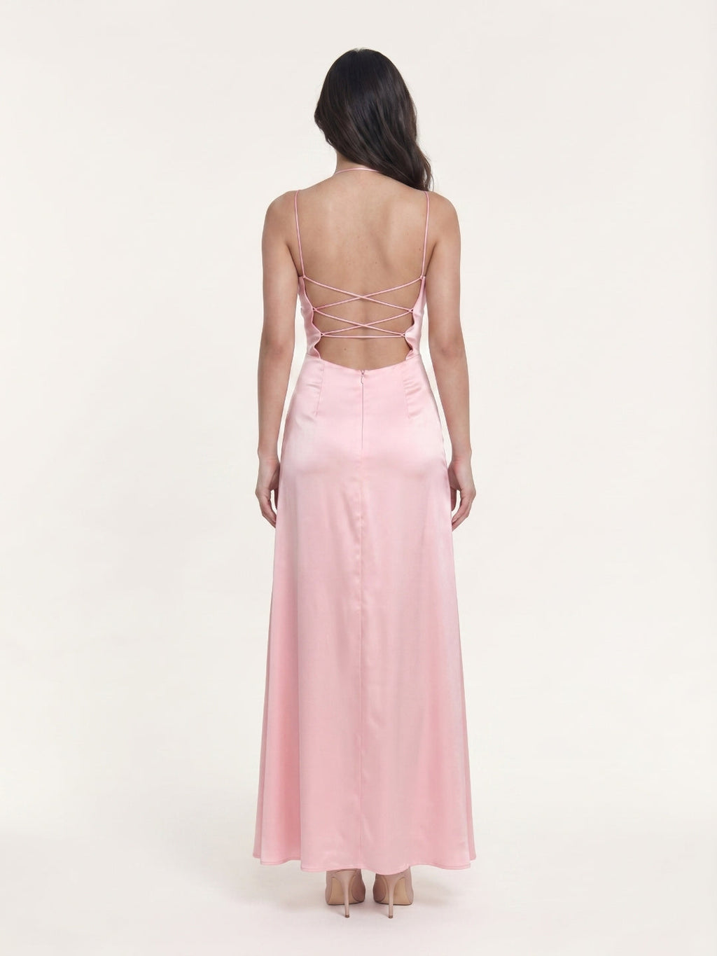 Soft Petal Satin A-Line Sweetheart Criss-Cross Strap Floor-Length Bridesmaid Dress - Curvevia