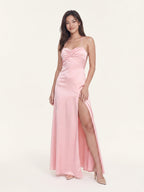 Soft Petal Satin A-Line Sweetheart Criss-Cross Strap Floor-Length Bridesmaid Dress - Curvevia