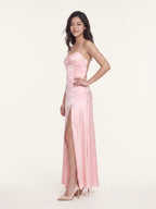 Soft Petal Satin A-Line Sweetheart Criss-Cross Strap Floor-Length Bridesmaid Dress - Curvevia