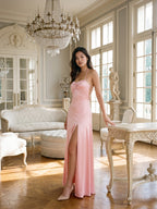 Soft Petal Satin A-Line Sweetheart Criss-Cross Strap Floor-Length Bridesmaid Dress - Curvevia