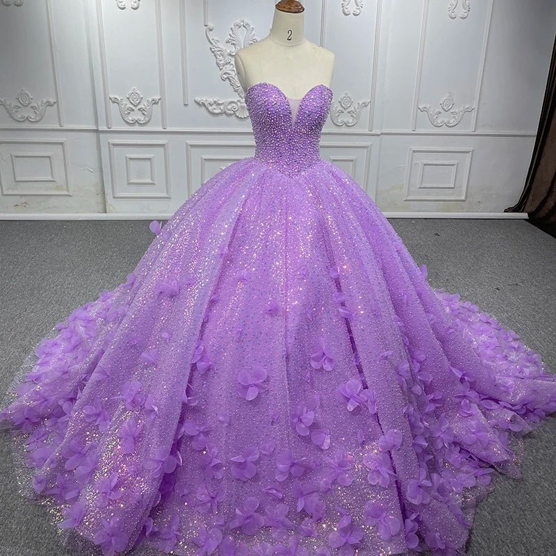 Quinceanera Dress Beading Appliques Strapless Sweetheart Ball Gown - Curvevia