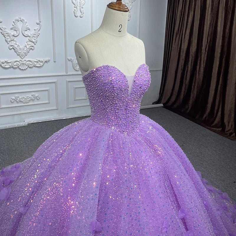Quinceanera Dress Beading Appliques Strapless Sweetheart Ball Gown - Curvevia