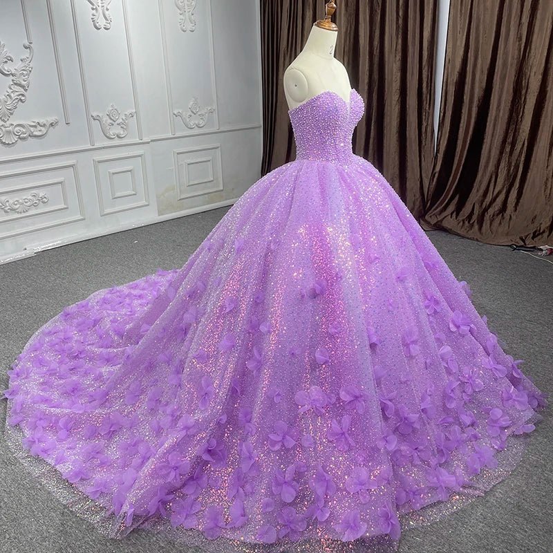 Quinceanera Dress Beading Appliques Strapless Sweetheart Ball Gown - Curvevia