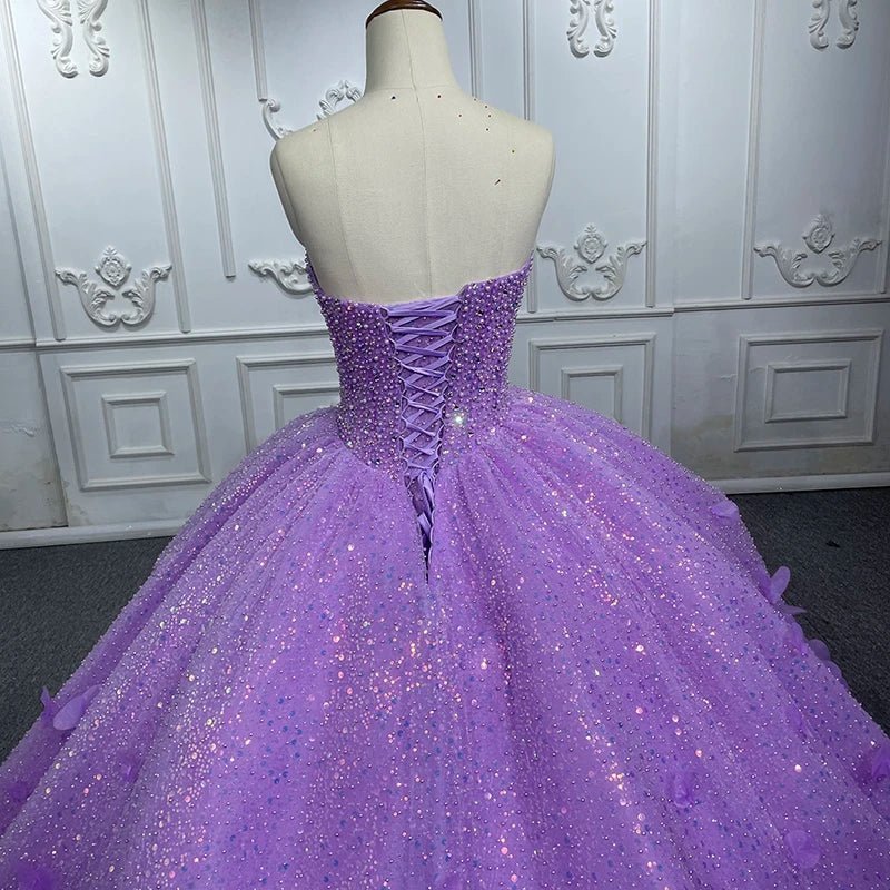 Quinceanera Dress Beading Appliques Strapless Sweetheart Ball Gown - Curvevia