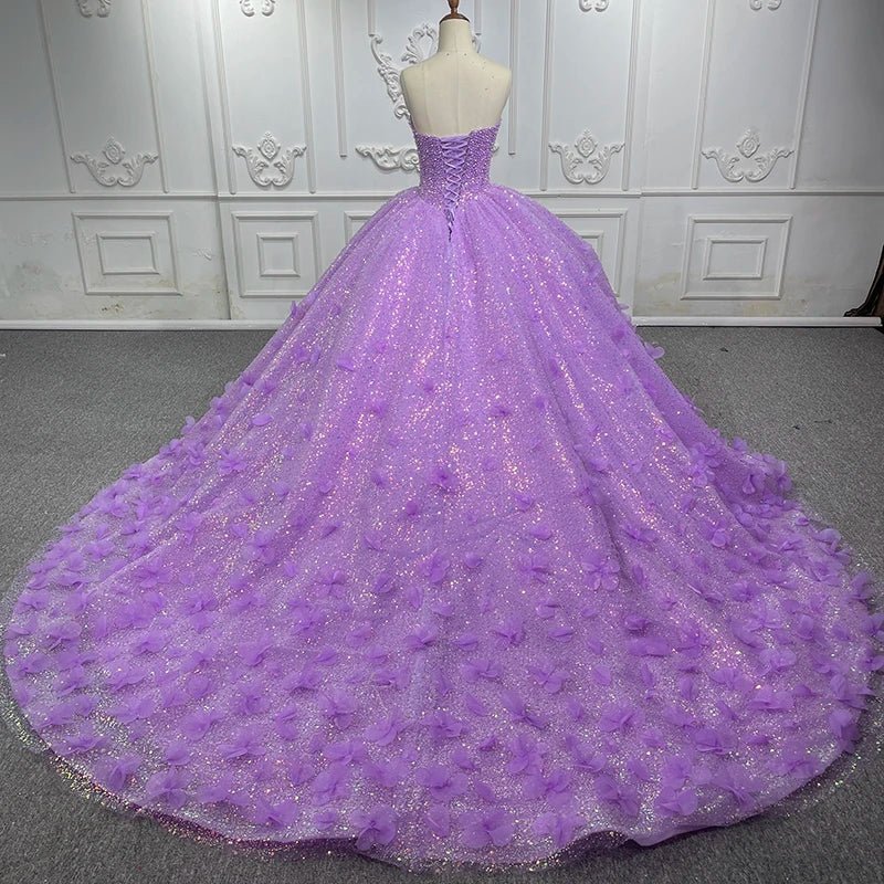 Quinceanera Dress Beading Appliques Strapless Sweetheart Ball Gown - Curvevia