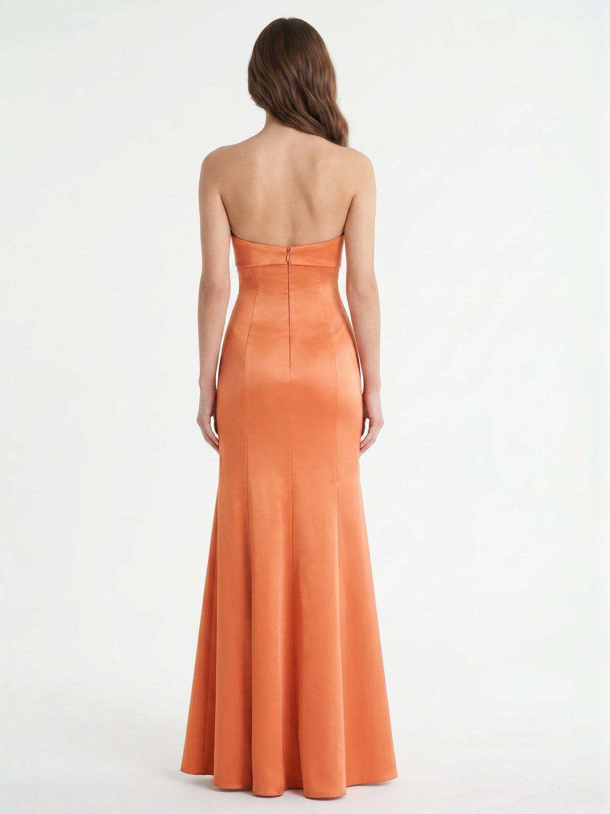 Spirited Orange Satin Trumpet Sweetheart Backless Floor-Length Bridesmaid Dress - Curvevia