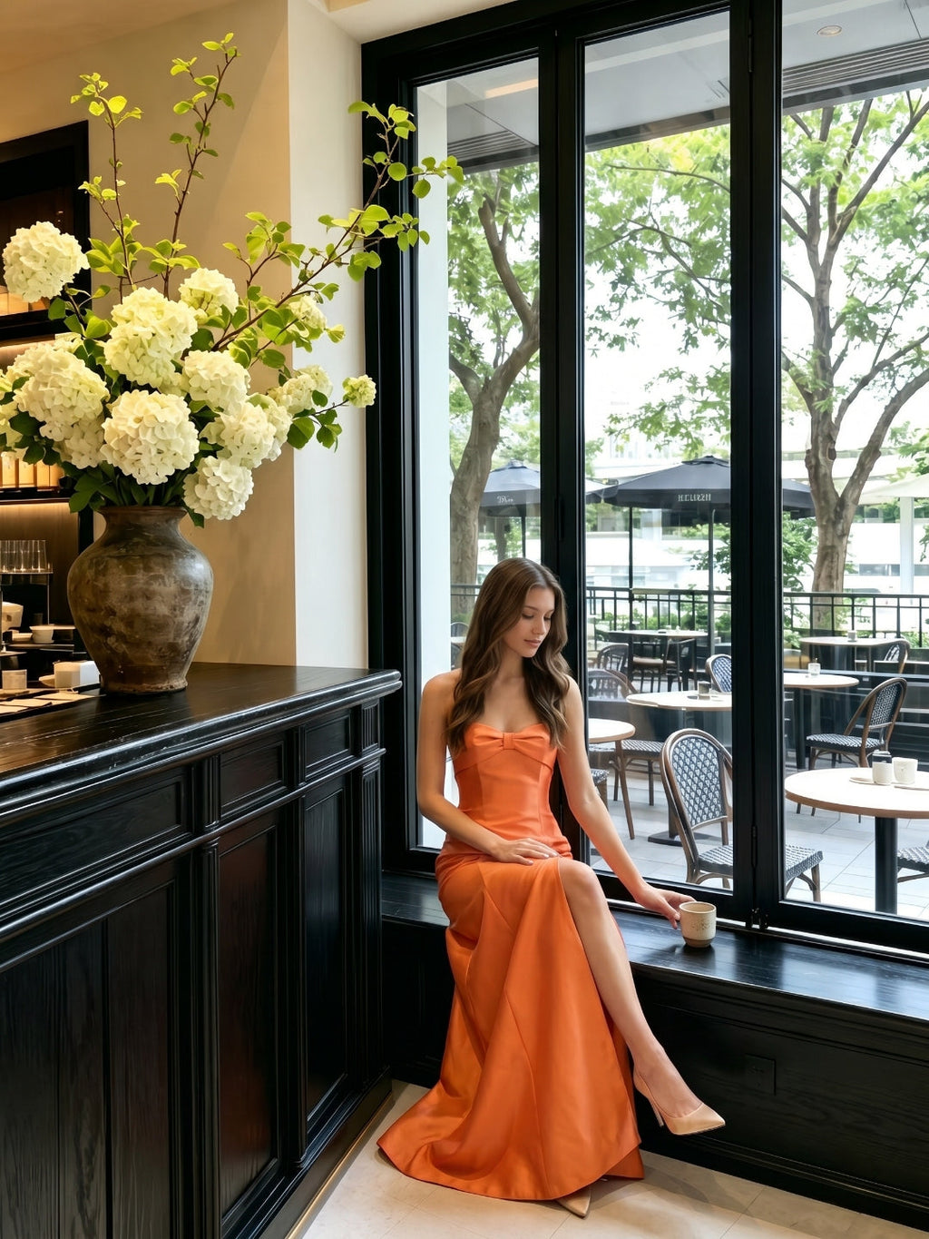 Spirited Orange Satin Trumpet Sweetheart Backless Floor-Length Bridesmaid Dress - Curvevia