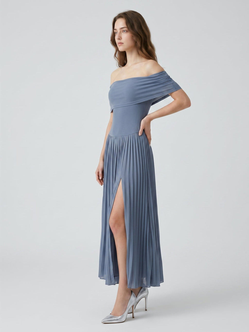 Stormy Chiffon A-Line Off-the-Shoulder Side Zip Ankle-Length Bridesmaid Dress - Curvevia