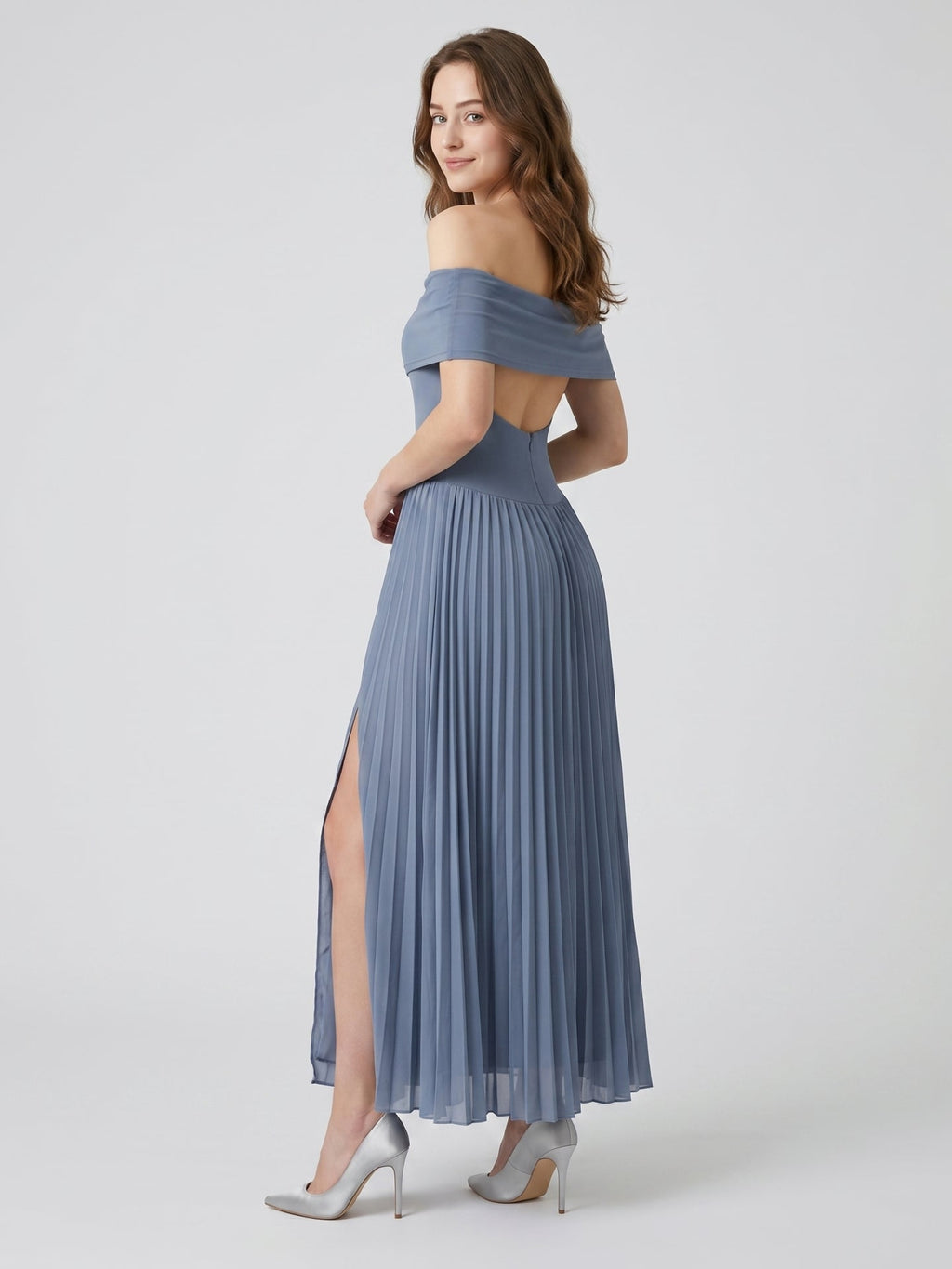 Stormy Chiffon A-Line Off-the-Shoulder Side Zip Ankle-Length Bridesmaid Dress - Curvevia