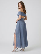 Stormy Chiffon A-Line Off-the-Shoulder Side Zip Ankle-Length Bridesmaid Dress - Curvevia