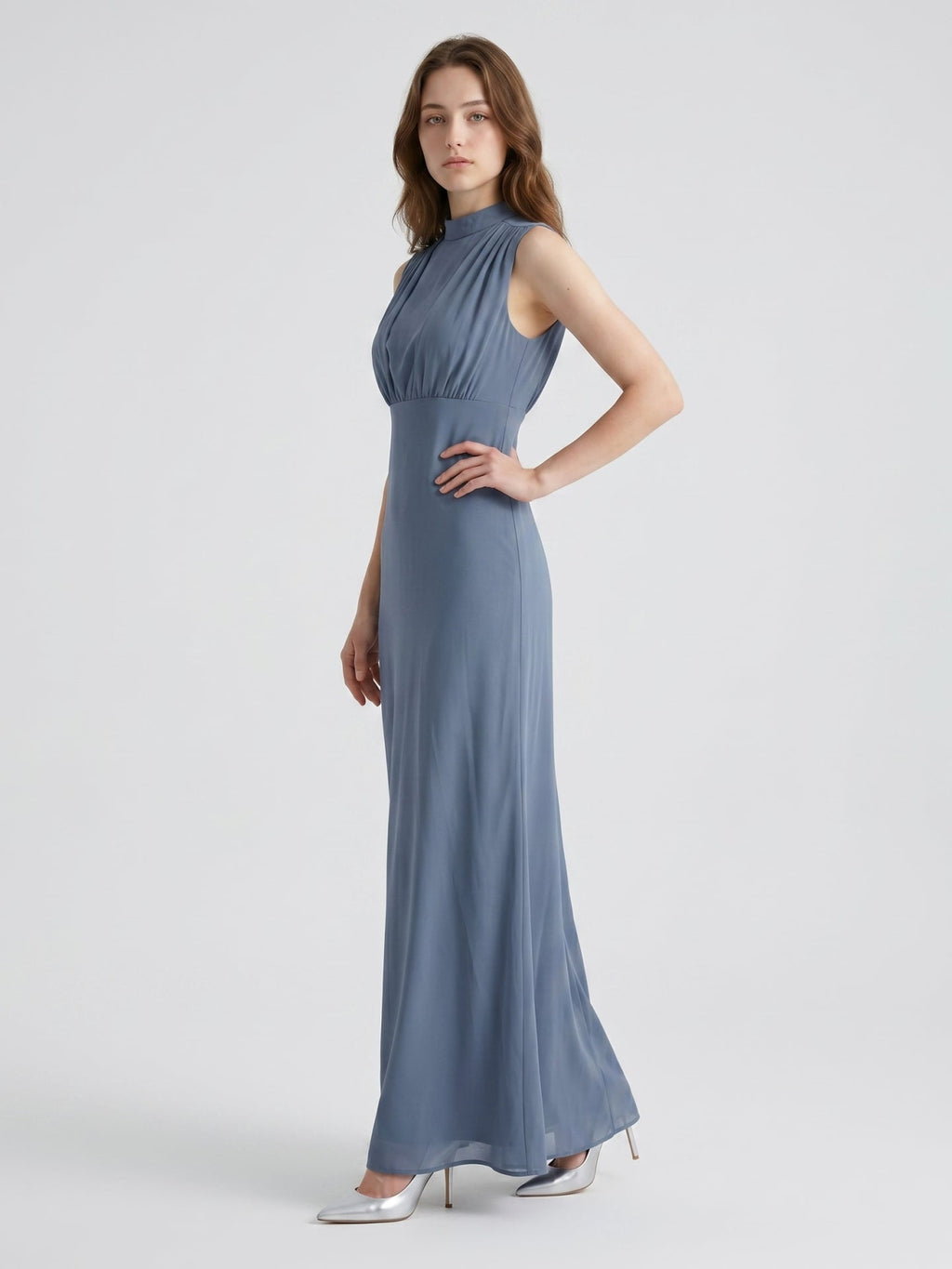Stormy Chiffon A-Line Scoop Neck Back Zip Floor-Length Bridesmaid Dress - Curvevia