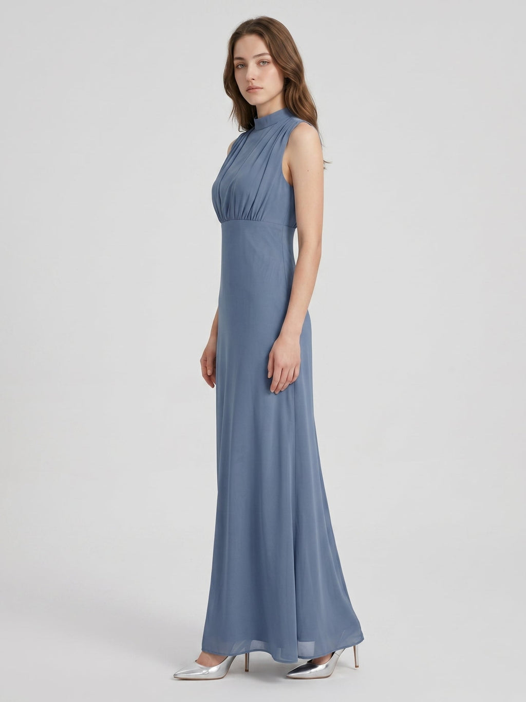 Stormy Chiffon A-Line Scoop Neck Back Zip Floor-Length Bridesmaid Dress - Curvevia