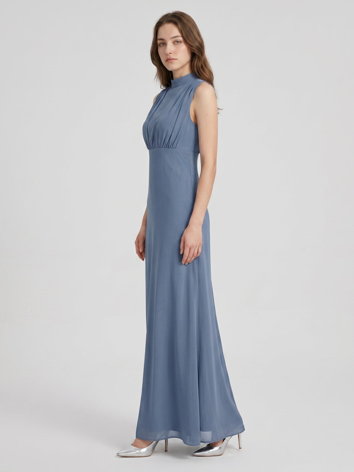Stormy Chiffon A-Line Scoop Neck Back Zip Floor-Length Bridesmaid Dress - Curvevia