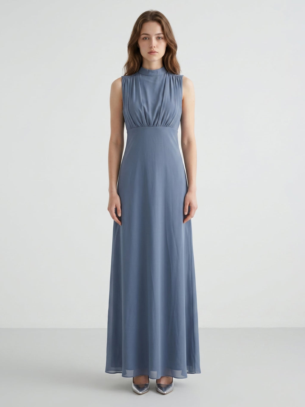 Stormy Chiffon A-Line Scoop Neck Back Zip Floor-Length Bridesmaid Dress - Curvevia