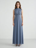 Stormy Chiffon A-Line Scoop Neck Back Zip Floor-Length Bridesmaid Dress - Curvevia
