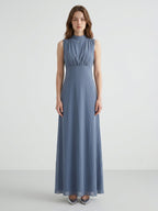 Stormy Chiffon A-Line Scoop Neck Back Zip Floor-Length Bridesmaid Dress - Curvevia