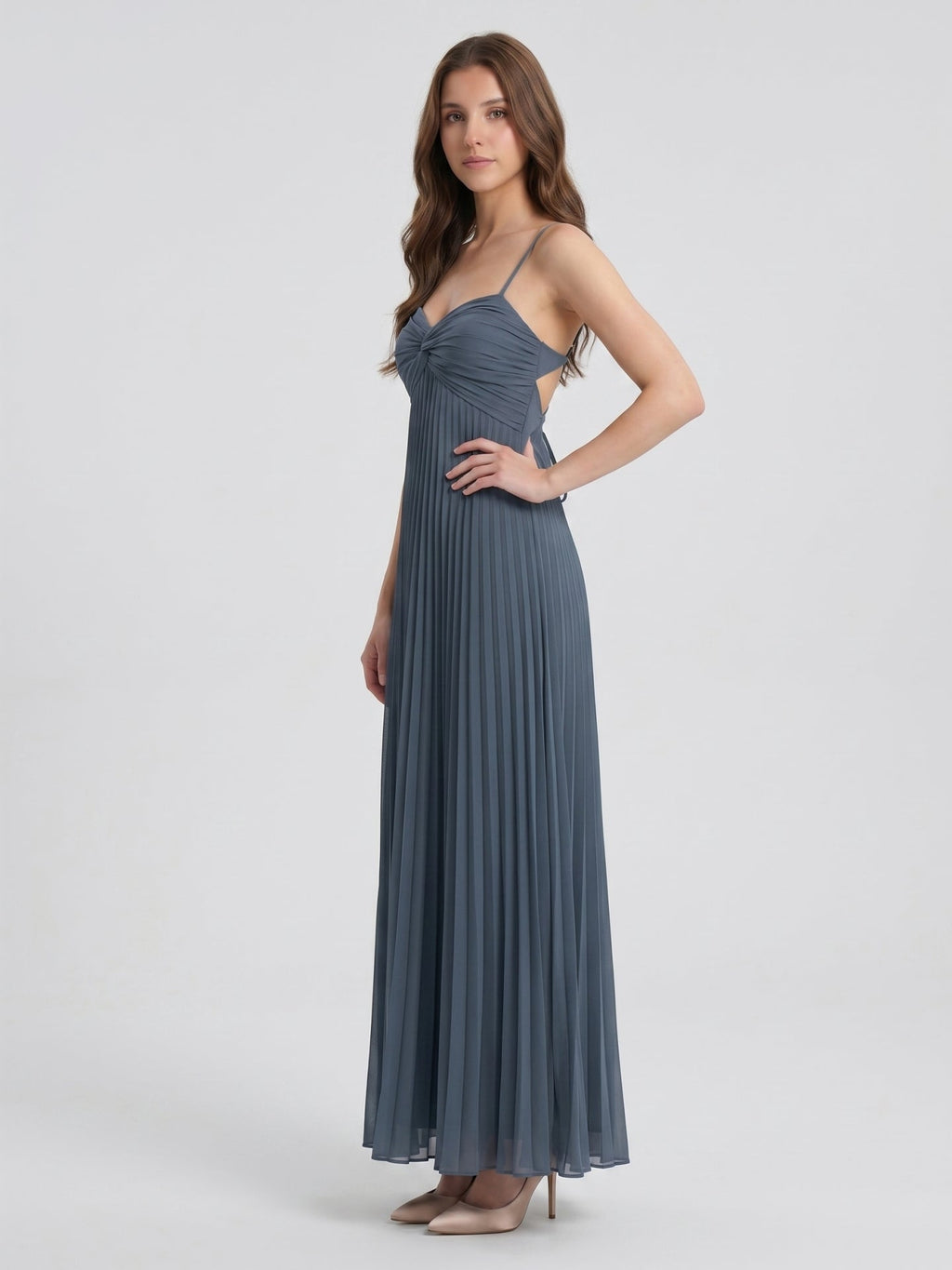 Stormy Chiffon A-Line Sweetheart Lace-up Floor-Length Bridesmaid Dress - Curvevia
