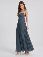 Stormy Chiffon A-Line Sweetheart Lace-up Floor-Length Bridesmaid Dress - Curvevia